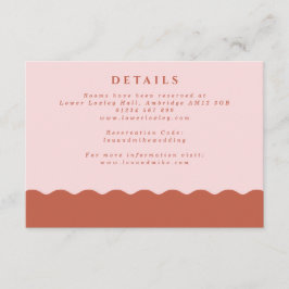 Boho Wavy Edge Blush en Terracotta Wedding Details Informatiekaartje
