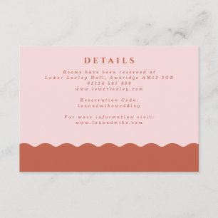 Boho Wavy Edge Blush en Terracotta Wedding Details Informatiekaartje