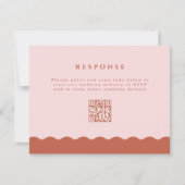 Boho Wavy Edge Terracotta & Blush QR Code Weddensc RSVP Kaartje (Voorkant)