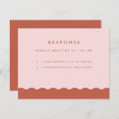 Boho Wavy Edge Terracotta & Blush Wedding RSVP Kaartje (Voorkant / Achterkant)