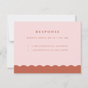 Boho Wavy Edge Terracotta & Blush Wedding RSVP Kaartje