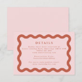 Boho Wavy Lijst Blush & Terracotta Wedding Details Informatiekaartje (Voorkant / Achterkant)