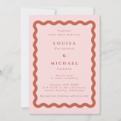 Boho Wavy Lijst Blush & Terracotta Wedding Kaart (Voorkant)