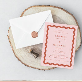Boho Wavy Lijst Blush & Terracotta Wedding Kaart