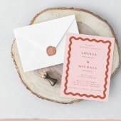 Boho Wavy Lijst Blush & Terracotta Wedding Kaart