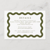 Boho Wavy Lijst Green & White Wedding Details Informatiekaartje (Voorkant)