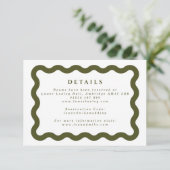 Boho Wavy Lijst Green & White Wedding Details Informatiekaartje (Staand voorkant)