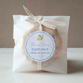 Boho Wavy Line Citrus Lemon Wedding Shower Favorie Ronde Sticker