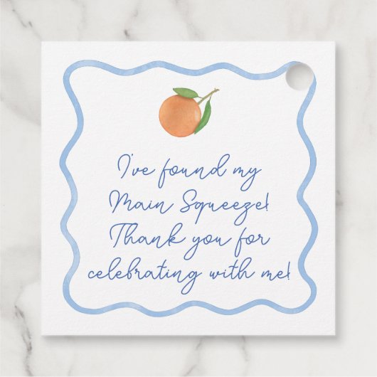 Boho Wavy Line Citrus Main Squeeze Vrijgezellenfee Bedankjes Labels (Achterkant)