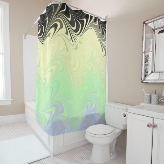 Boho Wavy Marmer Abstract Cassgender Pride Vlag Douchegordijn (In situ)