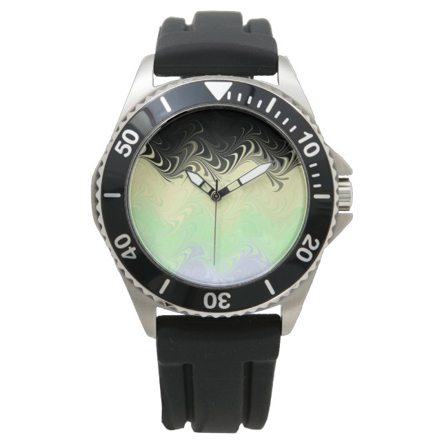Boho Wavy Marmer Abstract Cassgender Pride Vlag Horloge (Voorkant)