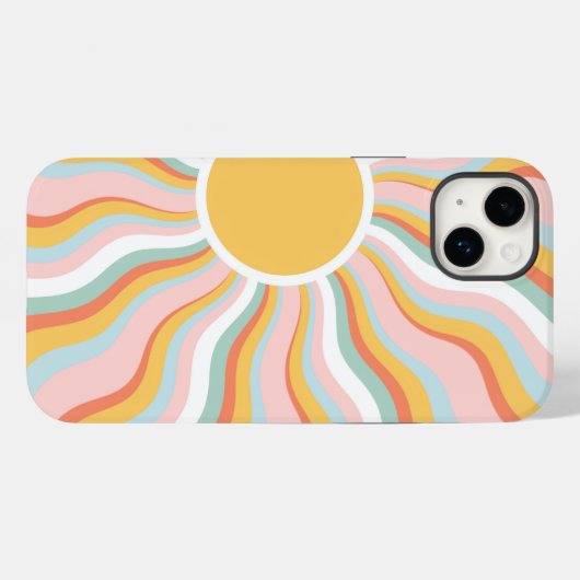Boho Wavy Sun Rays Retro Design Case-Mate iPhone Case (Achterkant (horizontaal))