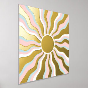 Boho Wavy Sun Rays Retro Design Folie Afdrukken