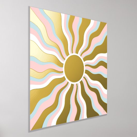 Boho Wavy Sun Rays Retro Design Folie Afdrukken (Laagn)