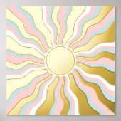 Boho Wavy Sun Rays Retro Design Folie Afdrukken (Voorkant)