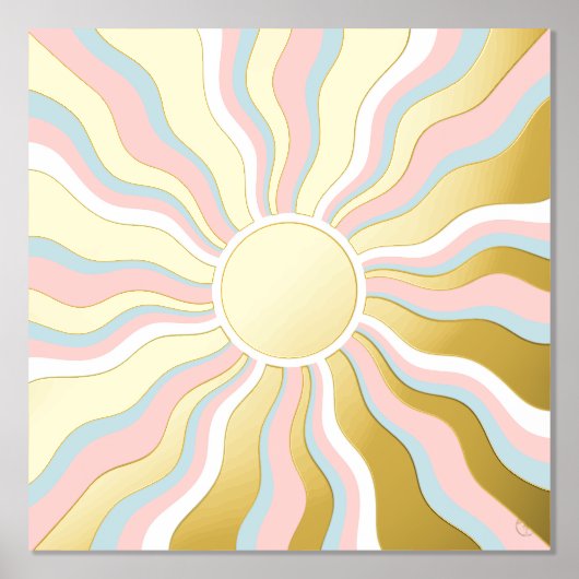 Boho Wavy Sun Rays Retro Design Folie Afdrukken (Voorkant)