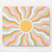 Boho Wavy Sun Rays Retro Design Muismat (Voorkant)
