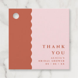 Boho Wavy Terracotta & Blush Dank u Baby shower Bedankjes Labels