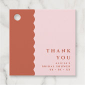 Boho Wavy Terracotta & Blush Dank u Baby shower Bedankjes Labels (Voorkant)