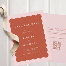 Boho Wavy Terracotta & Blush QR Code Weddenschap