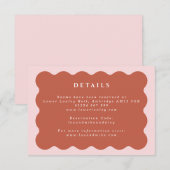 Boho Wavy Terracotta & Blush Wedding Details Informatiekaartje (Voorkant / Achterkant)