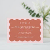 Boho Wavy Terracotta & Blush Wedding Details Informatiekaartje (Staand voorkant)