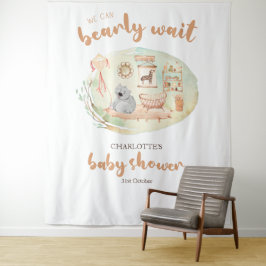 Boho We Can Bearly Wait Baby Shower Achtergronden Wandkleed