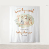 Boho We Can Bearly Wait Baby Shower Achtergronden Wandkleed (Voorkant)