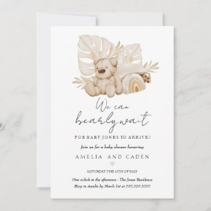 Boho We Can Bearly Wait Baby Shower Kaart