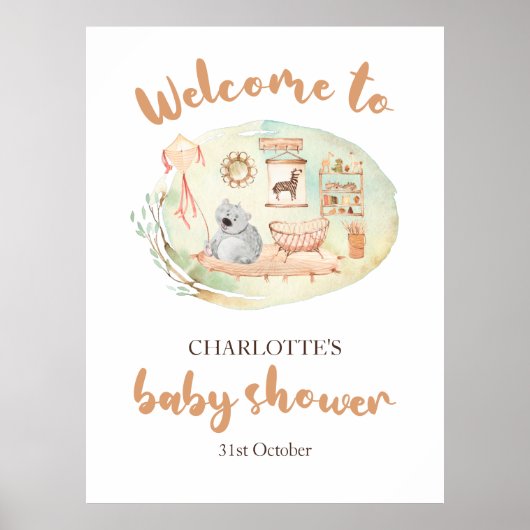 Boho We Can Bearly Wait Baby Shower Schuimbord Poster (Voorkant)