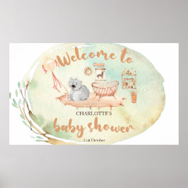 Boho We Can Bearly Wait Baby Shower Welkom Bord  Poster