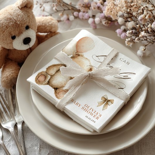Boho We Can Bearly Wait Teddy Bear Baby Shower Servet