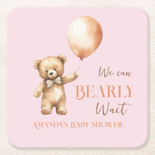 Boho We Can Beary Wacht Roze Beer Meisje Baby show Kartonnen Onderzetters