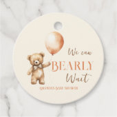 Boho we kunnen nauwelijks wachten Beige Beer Baby  Bedankjes Labels (Voorkant)