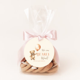 Boho we kunnen nauwelijks wachten Beige Beer Baby Bedankjes Labels
