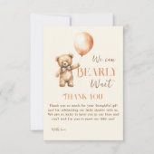 Boho we kunnen nauwelijks wachten Beige Beer Baby  Bedankkaart (Voorkant)