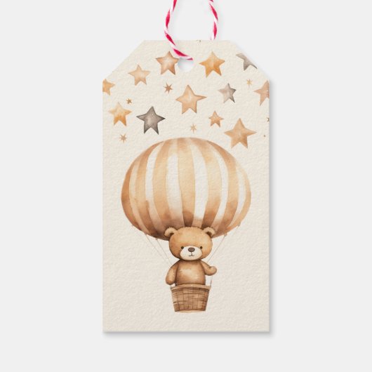 Boho We kunnen nauwelijks wachten Beige Beer Baby  Cadeaulabel (Achterkant)