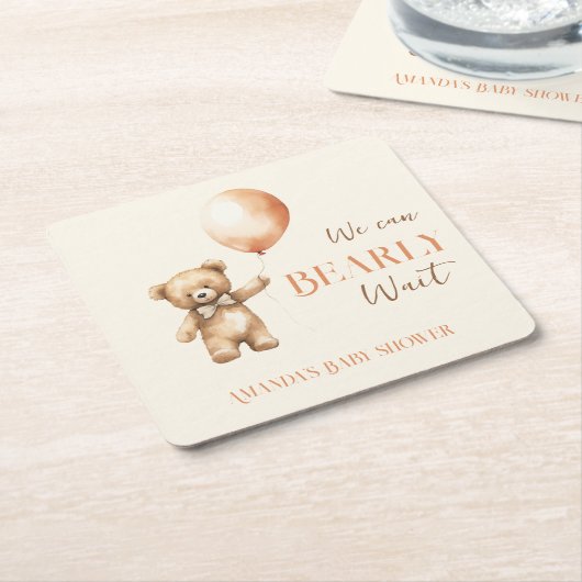 Boho we kunnen nauwelijks wachten Beige Beer Baby Kartonnen Onderzetters (Schuin)