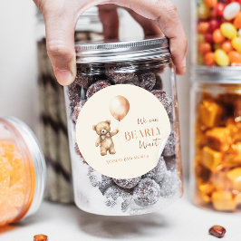 Boho we kunnen nauwelijks wachten Beige Beer Baby Ronde Sticker