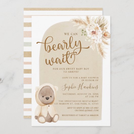 Boho we kunnen wachten tot Teddy Bear Baby shower Kaart (Voorkant / Achterkant)