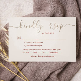 Boho Weddenschap met legant script en maaltijdkeuz RSVP Kaartje