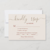 Boho Weddenschap met legant script en maaltijdkeuz RSVP Kaartje (Voorkant)