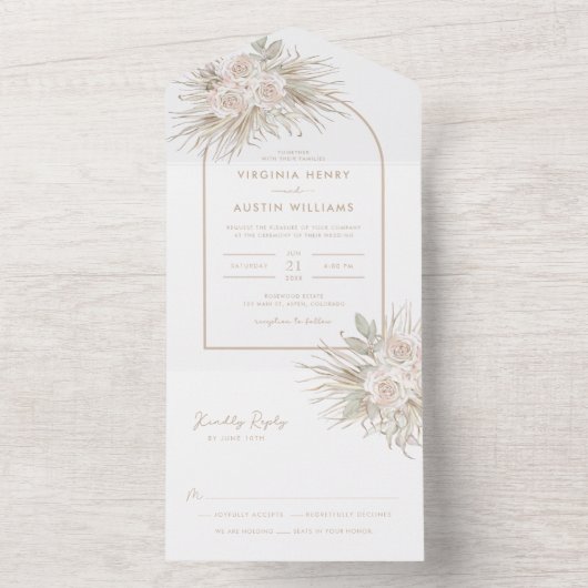 Boho Wedding All In One Uitnodiging (Binnen)