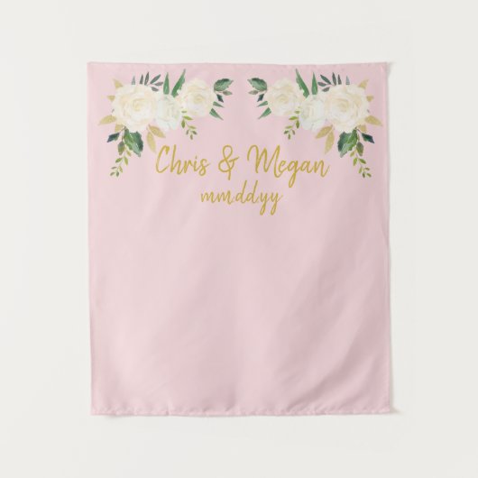 Boho Wedding Backdrop Roze Gold Foto Booth Prop Wandkleed (Voorkant)