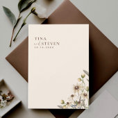 Boho Wedding Beige botanische uitnodiging