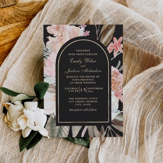Boho Wedding Blush Pink Cream Greenery Black Kaart