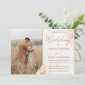 Boho Wedding Bohemian Pampas Grass Couple Foto Kaart (Staand voorkant)