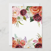 Boho Wedding | Bourgogne Sinaasappel en witte bloe Kaart (Achterkant)