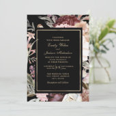 Boho Wedding Burgundy Blush Pink Cream Black Kaart (Staand voorkant)