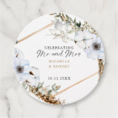 Boho Wedding Celebrating Mr & Mrs Custom Floral Bedankjes Labels (Voorkant)